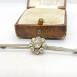 Platinum & Spinel Set Daisy Flower Sweetheart Brooch Antique c1920 Art Deco