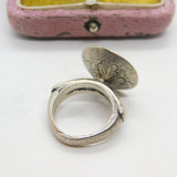English Medieval 16th Century Sterling Silver Seal Stamp Intaglio Ring Floral Etching