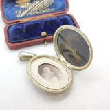 Victorian Sterling Silver Sweetheart Locket with Baby Picture & Hair Lock c1880