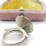 English Medieval 16th Century Sterling Silver Seal Stamp Intaglio Ring Floral Etching