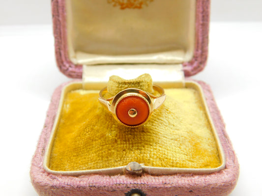 Victorian French Export 18ct Gold & Red Coral Band Ring Antique c1900