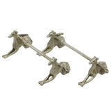Victorian Pair of Silver Plated Hound & Crop Hunting Knife Rests Antique c1880