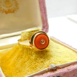 Victorian French Export 18ct Gold & Red Coral Band Ring Antique c1900