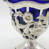 Edwardian Sterling Silver Floral Pattern Sugar Bowl & Liner Antique 1908 London