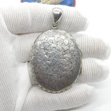 Large Victorian Sterling Silver Floral Pattern Locket 1898 Birmingham Antique