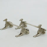 Victorian Pair of Silver Plated Hound & Crop Hunting Knife Rests Antique c1880