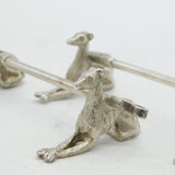 Victorian Pair of Silver Plated Hound & Crop Hunting Knife Rests Antique c1880