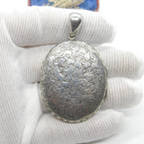 Large Victorian Sterling Silver Floral Pattern Locket 1898 Birmingham Antique