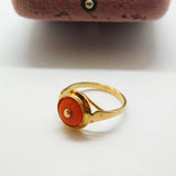 Victorian French Export 18ct Gold & Red Coral Band Ring Antique c1900