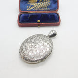 Large Victorian Sterling Silver Floral Pattern Locket 1898 Birmingham Antique