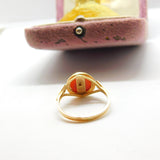 Victorian French Export 18ct Gold & Red Coral Band Ring Antique c1900