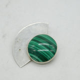 Great Falls Metal Works Sterling Silver Malachite Absract Brooch Vintage c1970