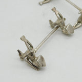 Victorian Pair of Silver Plated Hound & Crop Hunting Knife Rests Antique c1880