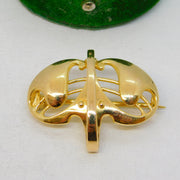 Murrle Bennett 9ct Gold Art Nouveau Leaf Form Brooch Antique c1910 Edwardian