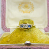 Victorian 18ct Yellow Gold, Diamond & Sapphire Crossover Ring Antique c1890