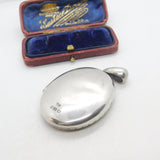 Large Victorian Sterling Silver Floral Pattern Locket 1898 Birmingham Antique