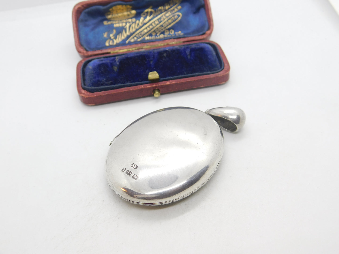 Large Victorian Sterling Silver Floral Pattern Locket 1898 Birmingham Antique