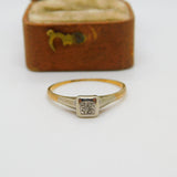18ct Yellow Gold Platinum Set Diamond Dress Ring Antique c1920 Art Deco