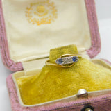 Victorian 18ct Yellow Gold, Diamond & Sapphire Crossover Ring Antique c1890