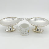A.E Jones Pair of Sterling Silver Arts & Crafts Tazzas Antique 1919 Birmingham