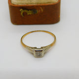 18ct Yellow Gold Platinum Set Diamond Dress Ring Antique c1920 Art Deco