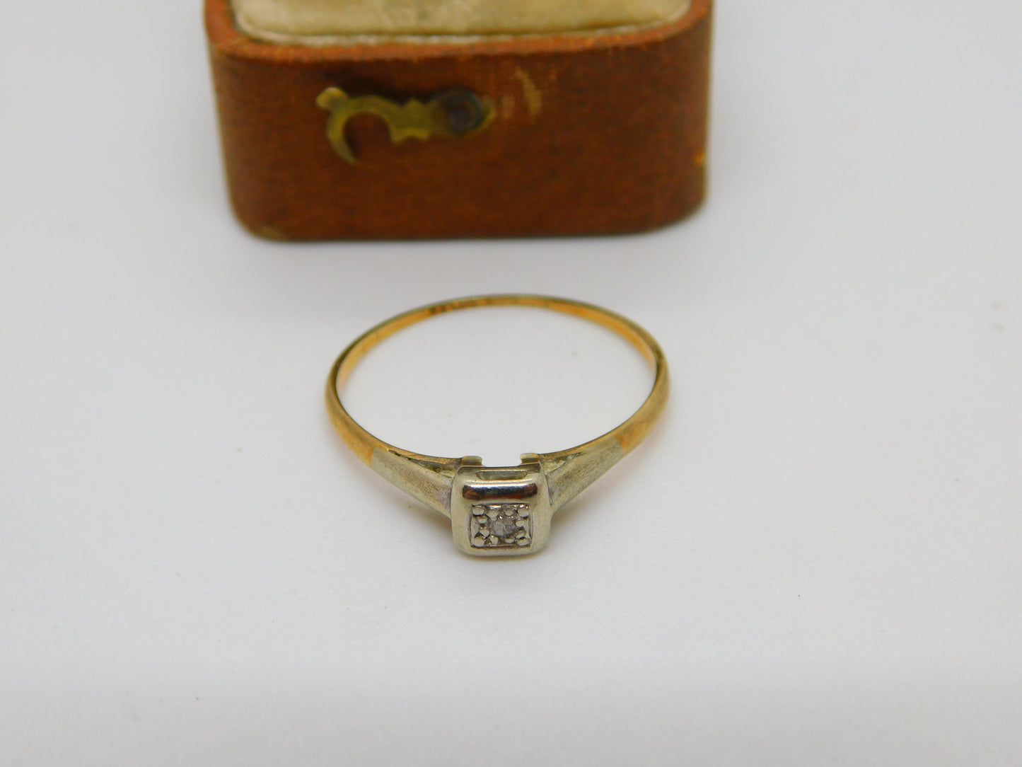 18ct Yellow Gold Platinum Set Diamond Dress Ring Antique c1920 Art Deco