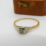 18ct Yellow Gold Platinum Set Diamond Dress Ring Antique c1920 Art Deco