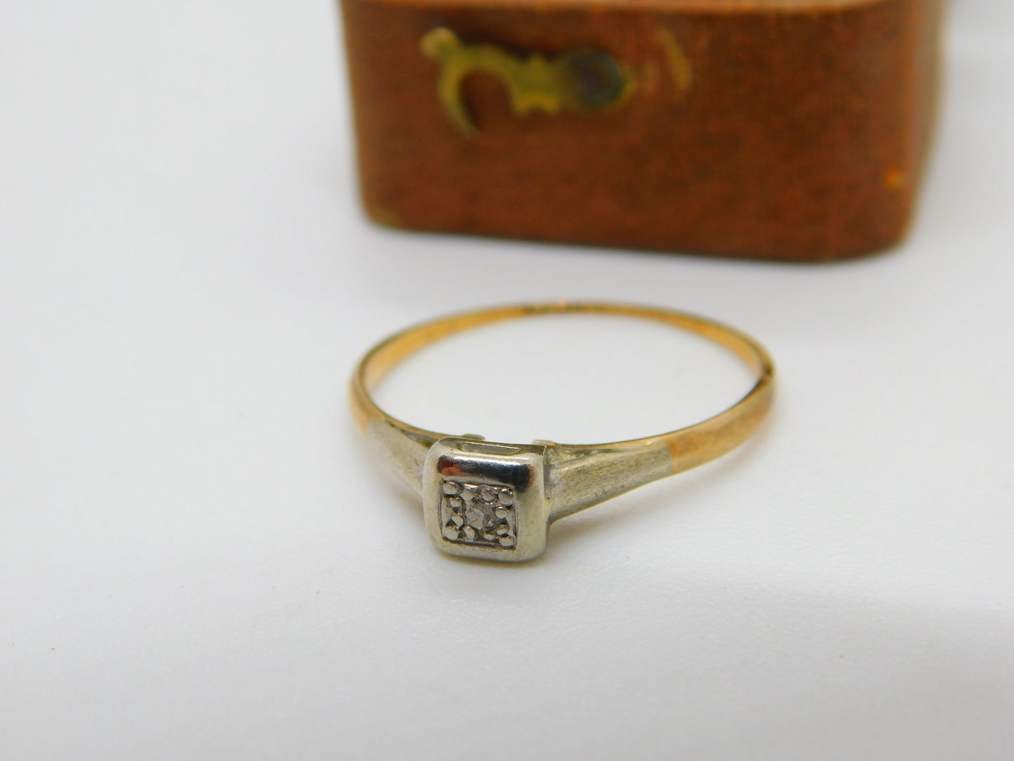 18ct Yellow Gold Platinum Set Diamond Dress Ring Antique c1920 Art Deco