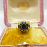 Victorian 9ct Gold, Black Enamel & Hair Mourning Ring Antique 1866 Birmingham