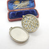 Victorian Sterling Silver Floral Pattern Double Locket Pendant Antique c1880