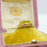 9ct Yellow Gold Diamond Set Rope Twist Ring Vintage c1990 Birmingham