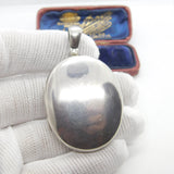 Large Victorian Sterling Silver Minimal Double Locket Pendant Antique c1900