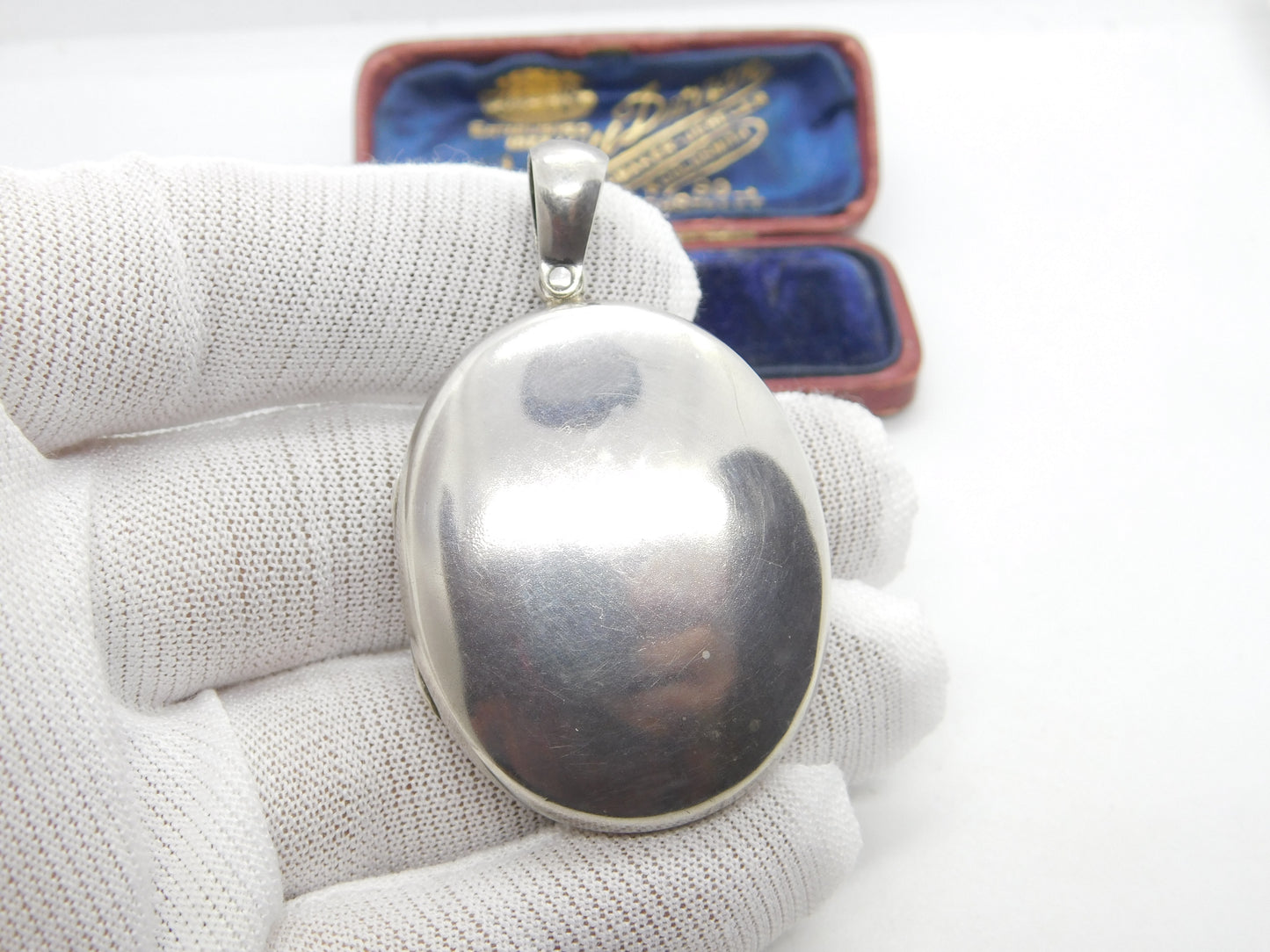 Large Victorian Sterling Silver Minimal Double Locket Pendant Antique c1900