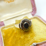 Victorian 9ct Gold, Black Enamel & Hair Mourning Ring Antique 1866 Birmingham