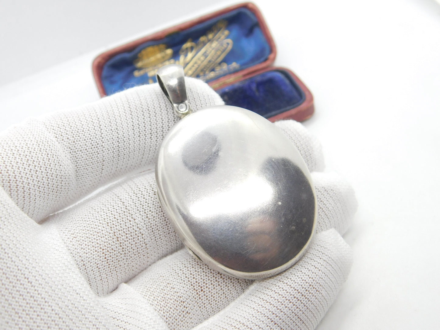 Large Victorian Sterling Silver Minimal Double Locket Pendant Antique c1900