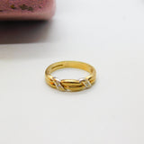 9ct Yellow Gold Diamond Set Rope Twist Ring Vintage c1990 Birmingham