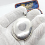 Large Victorian Sterling Silver Minimal Double Locket Pendant Antique c1900