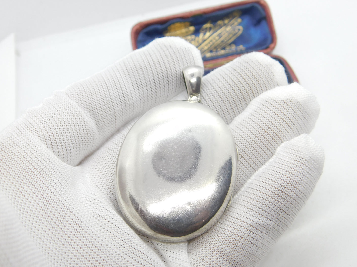 Large Victorian Sterling Silver Minimal Double Locket Pendant Antique c1900