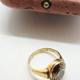 Victorian 9ct Gold, Black Enamel & Hair Mourning Ring Antique 1866 Birmingham