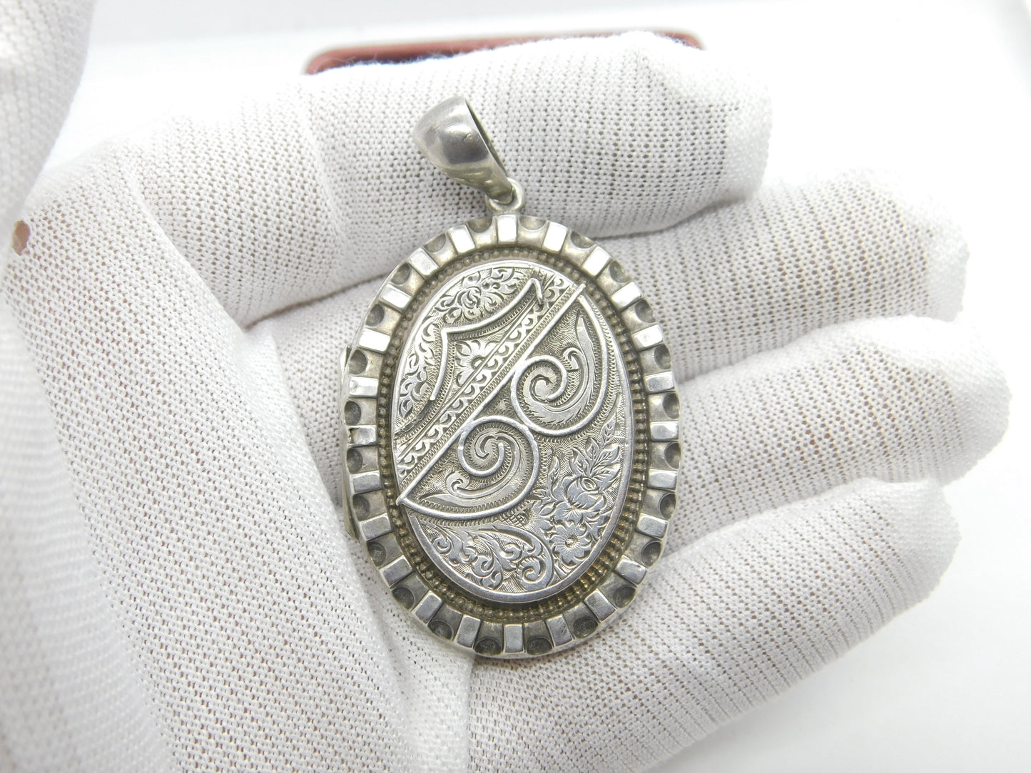 Victorian Sterling Silver Large Floral Locket 1883 Birmingham Adie & Lovekin