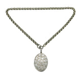 Victorian Sterling Silver Leaf Pattern Sweetheart Locket Necklace Antique