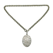 Victorian Sterling Silver Leaf Pattern Sweetheart Locket Necklace Antique