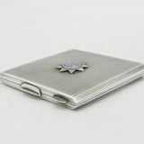 WWII Sterling Silver & Enamel Devonshire Regiment Mirror Compact Antique