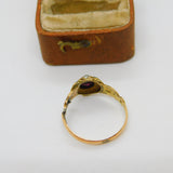 Victorian 15ct Gold, Garnet, Seed Pearl & Emerald Dress Ring 1888 Birmingham