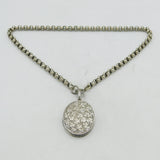 Victorian Sterling Silver Leaf Pattern Sweetheart Locket Necklace Antique