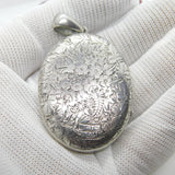 Victorian Sterling Silver Large Floral Locket 1883 Birmingham Adie & Lovekin