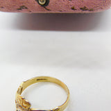 9ct Yellow Gold Heart Claddagh Ring with Emerald Paste Vintage c1980 Birmingham