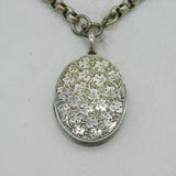 Victorian Sterling Silver Leaf Pattern Sweetheart Locket Necklace Antique