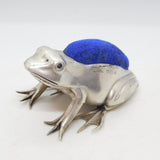 Edwardian Sterling Silver Large Frog Pin Cushion Antique 1907 Birmingham