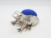 Edwardian Sterling Silver Large Frog Pin Cushion Antique 1907 Birmingham
